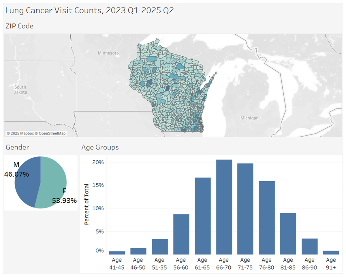 Lung cancer visit graphs